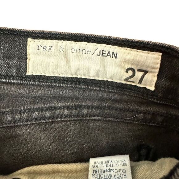 Rag & Bone Black Skinny Jeans Distressed Size 27 - Picture 3 of 6